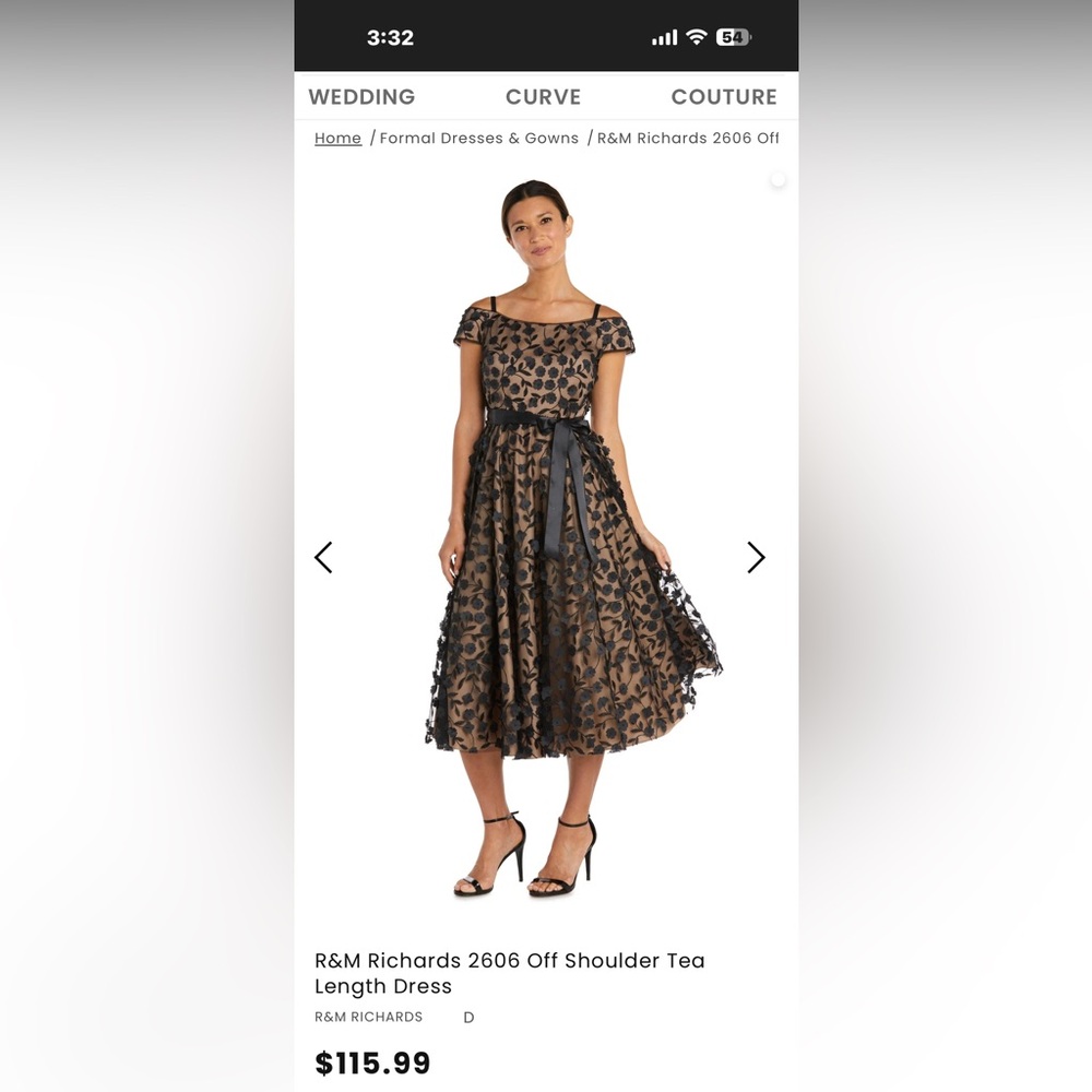 R&M Richards Black and Brown Floral Midi Dress